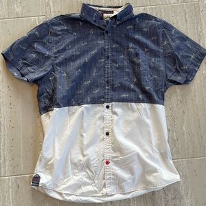 Tranquility and Mayhem Navy and White Casual Shirt